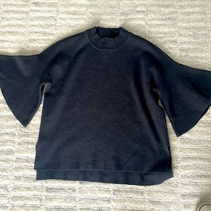 Anthropologie gray sweater with bell sleeves